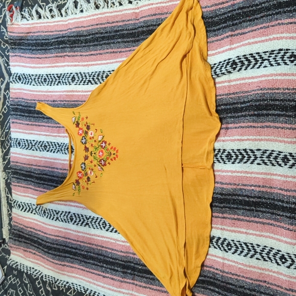 Tops - Yellow Embroidered Top